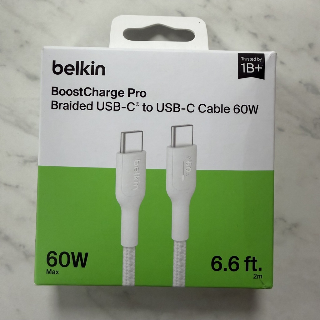 Belkin Boostcharge pro braided USB-C to USB-C cable 60w 6.6FT